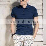 SZXX New Custom Slim Fit Pure Blue Cotton Men Blouse Polo Shirt thumbnail-2