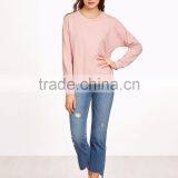Whole Sale Pink Bow Tie Custom Sweatshirt Split Back Fashion Dolman Sleeve Sweatshirt Pullovers French Terry thumbnail-5