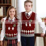 Flatting Knitting Custom School Uniform Pure Cutton Sweater Vest Senior School Uniform thumbnail-2