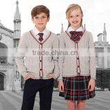 Latest Grey Custom Unisex Cardigan Sweater School Uniform Design thumbnail-3