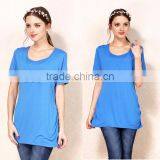 Solid Short Sleeve Nursing Clothes Hide Opening Breastfeeding Clothing Wild Pregnant Women T-shirts thumbnail-4