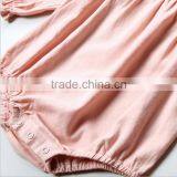 Baby Boutique Clothes Soft Infant Soild Pink Long Sleeve Bodysuit Baby Girls White Peter Pan Collar Romper Jumpsuit thumbnail-2