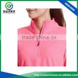 Popular Pink Color Ladies Sport Custom 1/4 Zip Pullover, 100 Polyester Gym Hoodie With Your Logo thumbnail-3