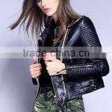 2017 Latest Designs Lady Casual Fashion Women Leather Motorcycle Jacket for Wholesale thumbnail-2