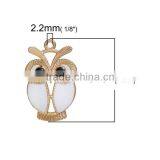 Zinc Based Alloy Pendants Halloween Owl Light Golden Black & White Enamel 34mm x 22mm thumbnail-2