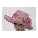 12cm Light Purple Sinamay Ladies Church Hats With Roll Up Brim For Party