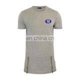 Vertical Striped Longline Cotton Men T-shirt Side Zip thumbnail-2