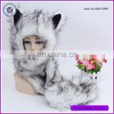 Unisex Winter White Wolf Animal Fur Hat Pattern Custom Fur Hoods thumbnail-2