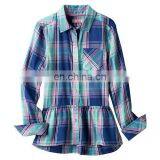 Long Sleeve Kid Shirt, Girls 7- 16 & Plus Size Perfectly Soft Button-Front Peplum Plaid Shirt thumbnail-3