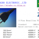 3 PINS Brazilian Plug Power Cord
