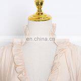 TWOTWINSTYLE Sexy Dress For Women V Neck Lantern Long Sleeve High Waist Midi Patchwork Elegant thumbnail-3