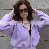 Custom Logo Women's Crop Top Long Sleeve Sweatshirts Zip Jacket Hoodies thumbnail-3