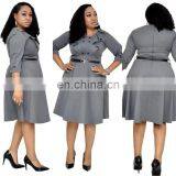 LAITE D2117 Autumn Women Splicing Casual Dresses Women Plus Size Dresses With Belt thumbnail-2