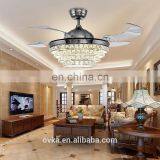 European Crystal Stealth Ceiling Fan Light Bedroom Modern Minimalist Restaurant European-style Living Room Ceiling Fan Lights thumbnail-4
