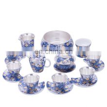 Gilt Silver Tea Set Household Kung Fu Silver Tea Cup Imitation Enamel Set