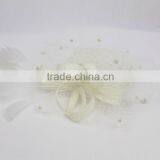 New Design Fashion Fascinator Birdcage Veil Sinamay Plain Church Hat With Feather thumbnail-4