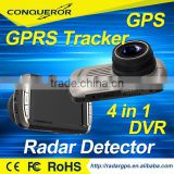 2016 Newest 4 in 1 combo DVR Car camera with Radar detector and GPRS Tracker GPS locator WIFI