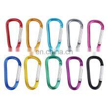 Wholesale Custom Laser Engraved Logo 6# D Shape Snap Tactical Hook Carabiner Keychain Black Clip Aluminium Carabiner Hooks