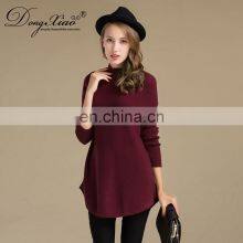 Long Sleeves Loose Cashmere Pure Wine Red Young Girls Knit Sweaters thumbnail-3