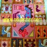 Woven Wool Tapestry / Woven Wool Rug / Woven Wool Wall Decor 34x23" Peru thumbnail-1