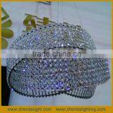 Modern Remote Control Crystal Chandelier With Three Rings, Crystal Pendant Light