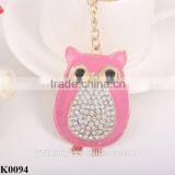 Pink Owl Keychain Reflective Key Chain Alloy Metal Keychain Rhinestone Keyring Fashion Gift K0094 thumbnail-2