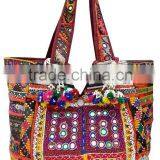 Stunning Banjara Bag/Vintage Bag, Gypsy Tribal Ethnic Zari Tote, Shoulder Handbag, Weekender/Shopping Bag, Bohemian Hippe/Boho B thumbnail-1