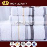 100% Cotton White Plain Soft Terry Striped Satin Towel Set