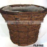 Rustic Rattan Floral Pot