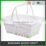 Square Set of 2 White Painted Wicker Baskets thumbnail-3