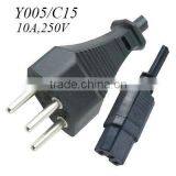 Swiss SEV Approval ac Power Cord Connector Types With Iec C15
