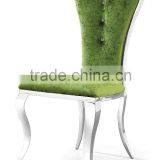 Crystal Antique Flannelette Banquet Chair Stainless Steel Dining Chair Hotel Fabric Dining Chair thumbnail-1