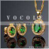 New Coming Shiny Diamond Gold Plated Stainless Steel Wedding Jewelry Set