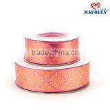 Wholesale High Quality Custom Gold Foil Printing Striped Purple Satin Ribbon 25mm thumbnail-6