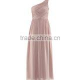 Plain Style Pleated Skirt Sleeveless One Shoulder Evening Dress thumbnail-2
