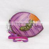 Handmade Leather Large Caterpillar on Leaf Coin Purse thumbnail-1