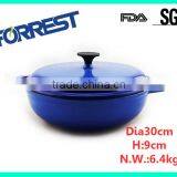 Blue and Red Cast Iron Casserole Water Pot