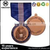 Top Quality Customized Embossed Casting Rimmed Round Edge Iron Brass Zinc Alloy Bronze Plated Army Military Medal With Ribbon thumbnail-1