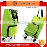 Green Shopping Cart Compact Tote Grocery Bag 2 Wheels Trolley For Storage thumbnail-3