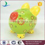 2015 Newest Ceramic Lovely Green Decal Piggy Bank With Coin Counter thumbnail-5