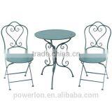 POWERLON Archaize Gray Vintage 2 Seater Patio Set Folding Table and Chairs Antirust Outdoor Furniture thumbnail-3