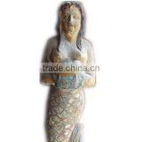 Antique Wooden Carving Mermaid Statues,Religious Sculptures thumbnail-1