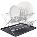 Chrome Plated Folding Dish Rack With a Plastic Tray thumbnail-1