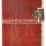Handmade Vintage Torn Edges Embossed Buddha Leather Notebook With Clasp thumbnail-1