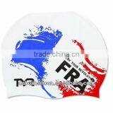 France Country Flag Patriotic Silicone Swimming Caps With CE/ROHS Certification