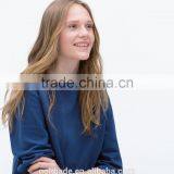 Fashion Cutting Ladies Loose Top Fleece Cotton Three Quarter Sleeve Lady Blouse thumbnail-4