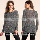 Nice Deign High Quality Girls Fancy Loose Neck Marled Sweater thumbnail-6
