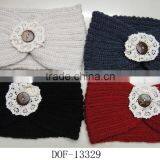 2016 Winter Fashion New Latest Crochet Acrylic Lace Button Knitted Headband thumbnail-1