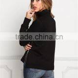 MGOO Manufacturer OEM Custom Made 100 Pieces Black Distressed Turtleneck Sweater Tops CVC French Terry Tops thumbnail-6