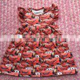 Wholesale New Designs Summer Dress Small Car Priting Flutter Sleeves Dress thumbnail-1